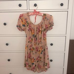 A pink floral romper